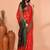 red cotton blend handloom saree with running blouse piece