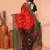 red cotton blend handloom saree with running blouse piece