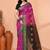 magenta cotton blend handloom saree with running blouse piece