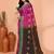 magenta cotton blend handloom saree with running blouse piece
