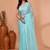 cotton blend handloom white sky blue check saree with running blouse piece