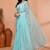 cotton blend handloom white sky blue check saree with running blouse piece