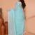 cotton blend handloom white sky blue check saree with running blouse piece