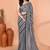 cotton blend handloom white black check saree with running blouse piece