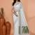 white moss green cotton blend jamdani saree