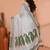 white moss green cotton blend jamdani saree