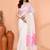white pink cotton blend jamdani saree