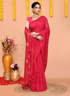 rani cotton blend jamdani saree 3