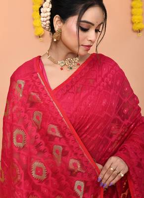 rani cotton blend jamdani saree 4
