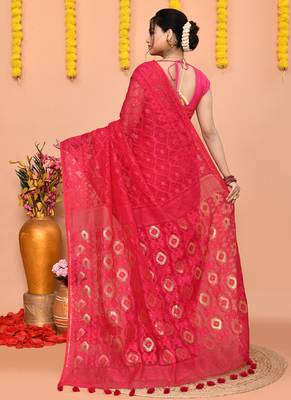 rani cotton blend jamdani saree 5