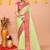 lemon white check handloom cotton blend saree with running blouse piece 