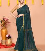 teal cotton blend zari check handloom saree with running blouse piece 