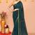 teal cotton blend zari check handloom saree with running blouse piece 