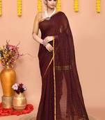maroon cotton blend zari check handloom saree with running blouse piece 