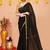 black cotton blend zari check handloom saree with running blouse piece 