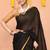 black cotton blend zari check handloom saree with running blouse piece 