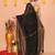 black cotton blend zari check handloom saree with running blouse piece 