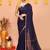navy blue cotton blend zari check handloom saree with running blouse piece 