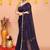navy blue cotton blend zari check handloom saree with running blouse piece 