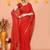 red cotton blend zari check handloom saree with running blouse piece 