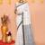off white cotton blend check handloom saree with running blouse piece 