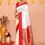 white gadowal silk blend saree with running blouse piece with red border