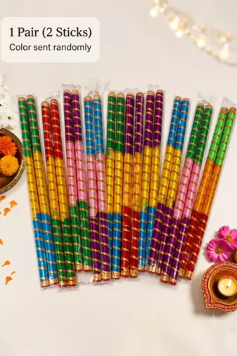 Handcrafted Metallic Decorative Wooden Dandiya Sticks Set