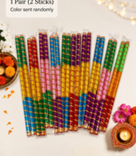 Handcrafted Metallic Decorative Wooden Dandiya Sticks Set