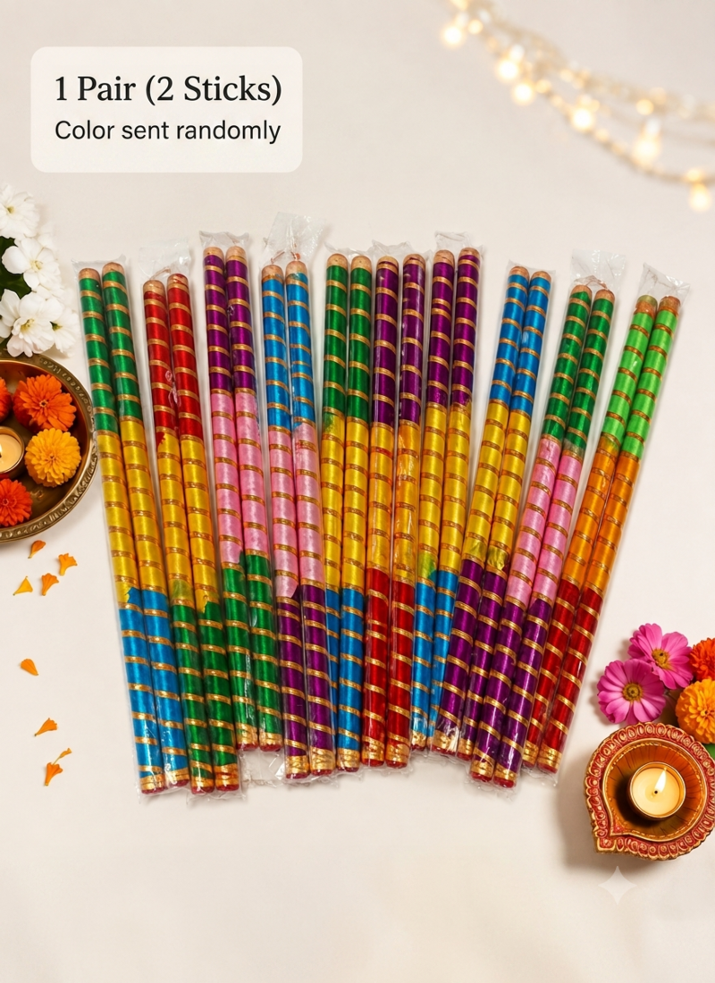 Handcrafted Metallic Decorative Wooden Dandiya Sticks Set