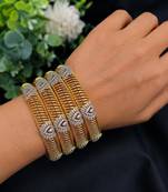 Gold Plated CZ Bangles Set: Indian Bridal Wedding Jewelry