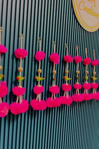 decorative pink genda with parrot hanginghandmade toran hanging for home decor (pack of 6)