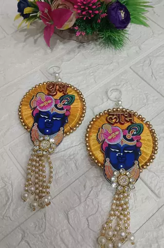 handmade multicolor shubh labh hanging for doorgifting decor traditional for home decor (pack of 2) ( pack of 2)