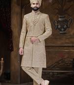 Golden sherwani for men | men's wedding wear
