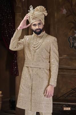 Golden sherwani for men | men's wedding wear 2