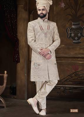 Beige sherwani for men | men's wedding wear 1