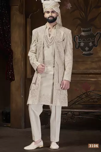Beige sherwani for men | men's wedding wear