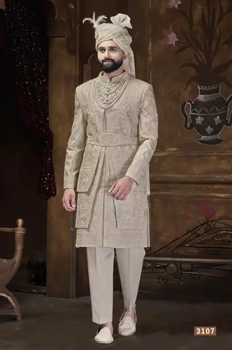 Golden sherwani for men | men's wedding wear