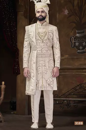 Beige sherwani for men | men's wedding wear