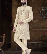 Cream sherwani rose gold touch for men | men's wedding wear