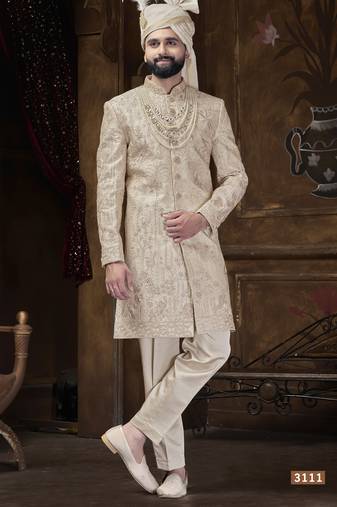 Rose gold touch sherwani for men | men's wedding wear