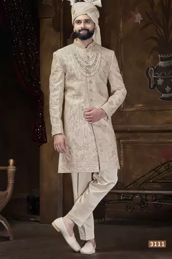 Rose gold touch sherwani for men | men's wedding wear