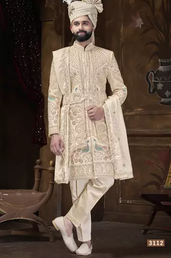 Beige sherwani for men | men's wedding wear