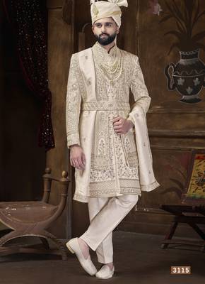Golden sherwani for men | men's wedding wear 1