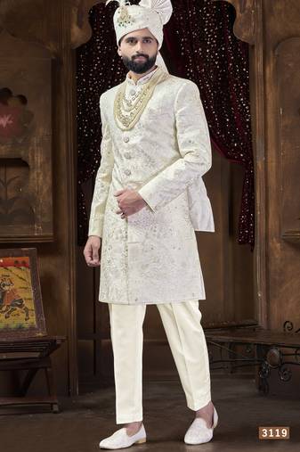 Off white sherwani for men | men's wedding wear