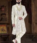 Off white sherwani for men | men's wedding wear