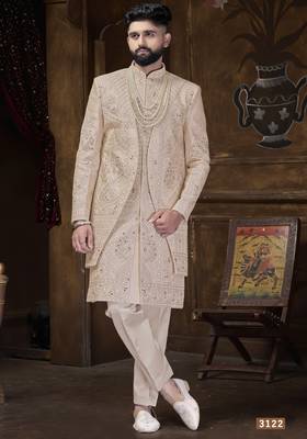 Rose gold pink sherwani for men | men's wedding wear 1