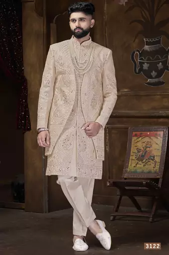 Rose gold pink sherwani for men | men's wedding wear