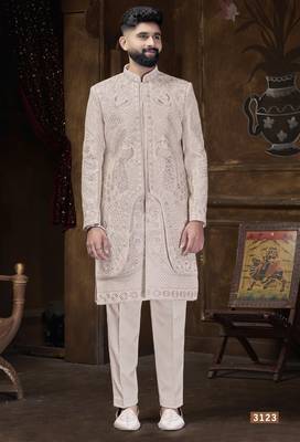 Rose gold pink sherwani for men | men's wedding wear 1