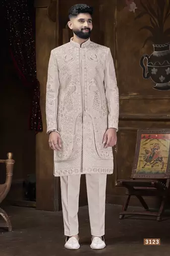 Rose gold pink sherwani for men | men's wedding wear