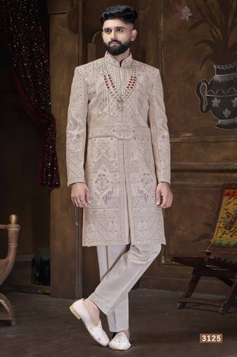 Rose gold pink sherwani for men | men's wedding wear